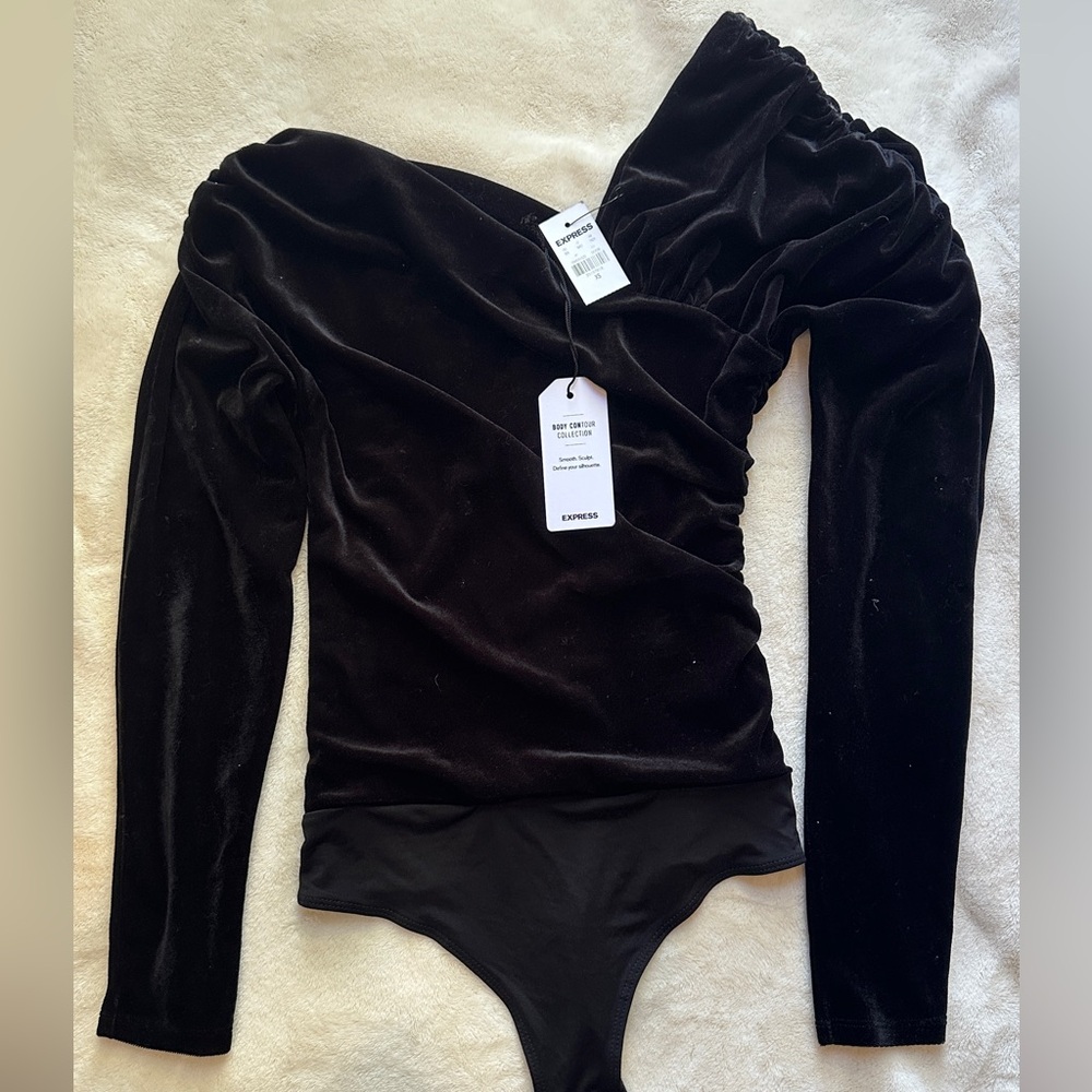 Express Black Velvet Bodysuit
